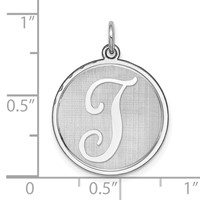 Sterling Silver Rhodium-plated Brocaded Letter T Initial Charm view 3
