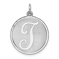 Sterling Silver Rhodium-plated Brocaded Letter T Initial Charm view 1