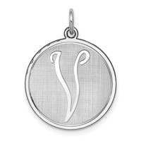 Sterling Silver Rhodium-plated Brocaded Letter V Initial Charm view 1