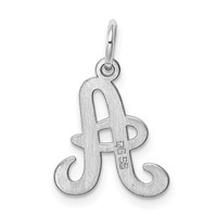 Sterling Silver Rhodium-plated Stamped Letter a Initial Charm view 4