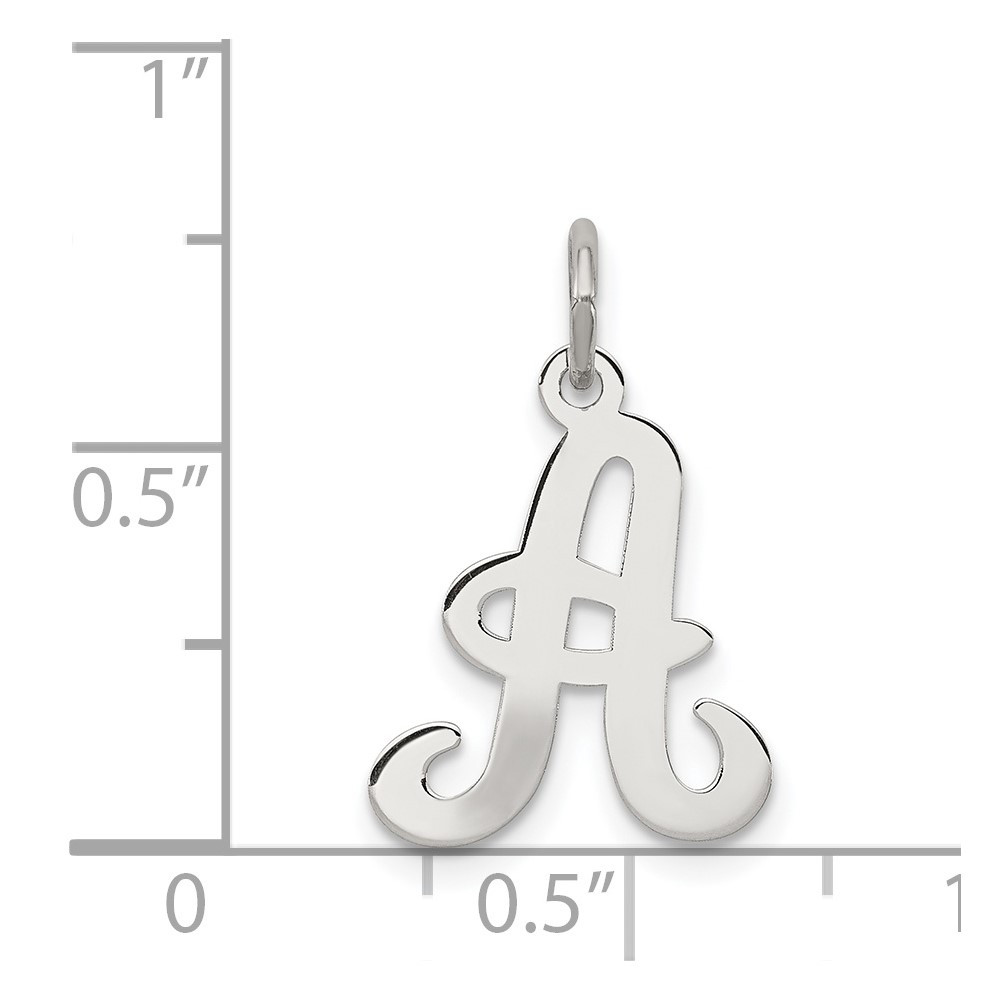 Sterling Silver Rhodium-plated Stamped Letter A Initial Charm (QC4163A)