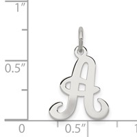 Sterling Silver Rhodium-plated Stamped Letter a Initial Charm view 3