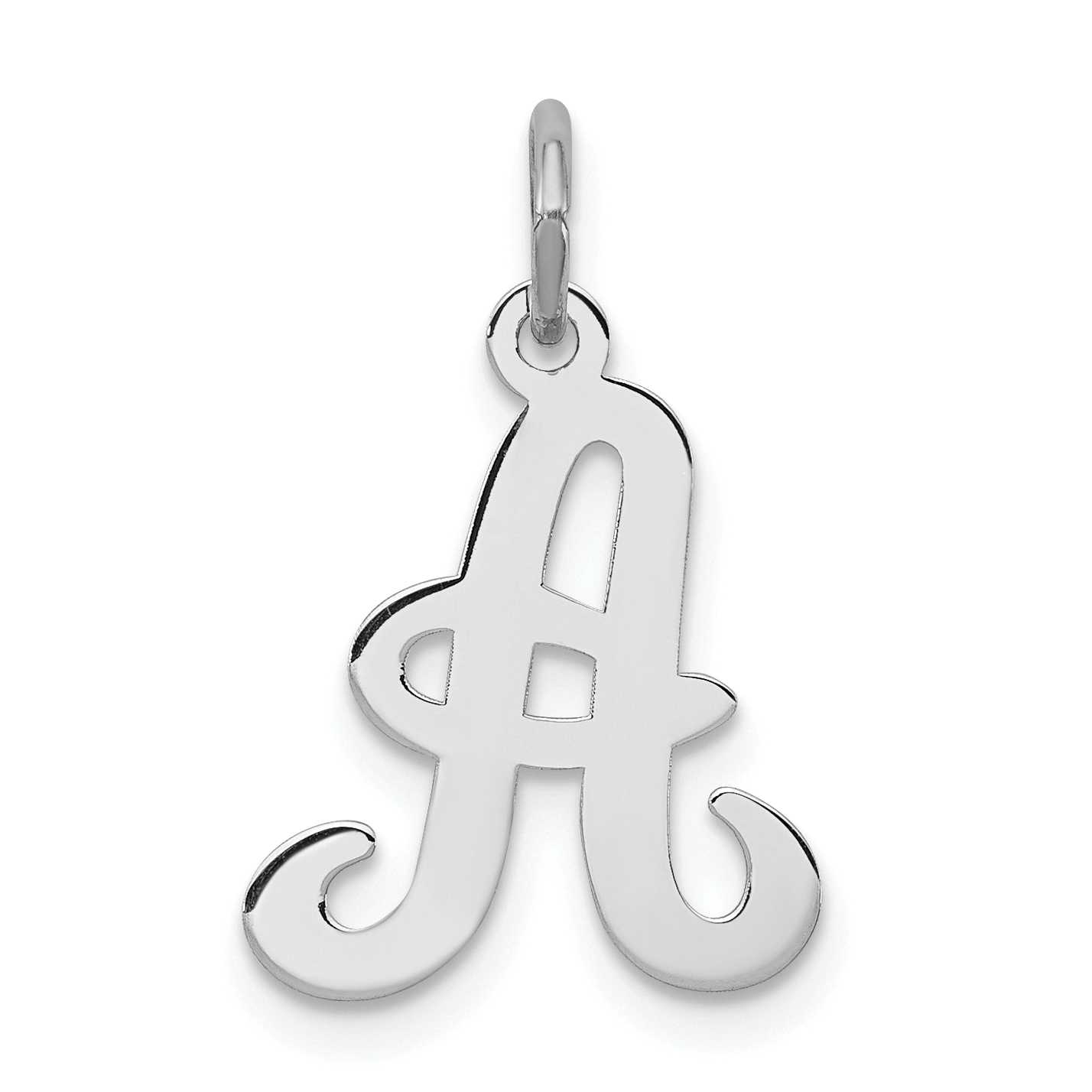 Sterling Silver Rhodium-plated Stamped Letter A Initial Charm (QC4163A)