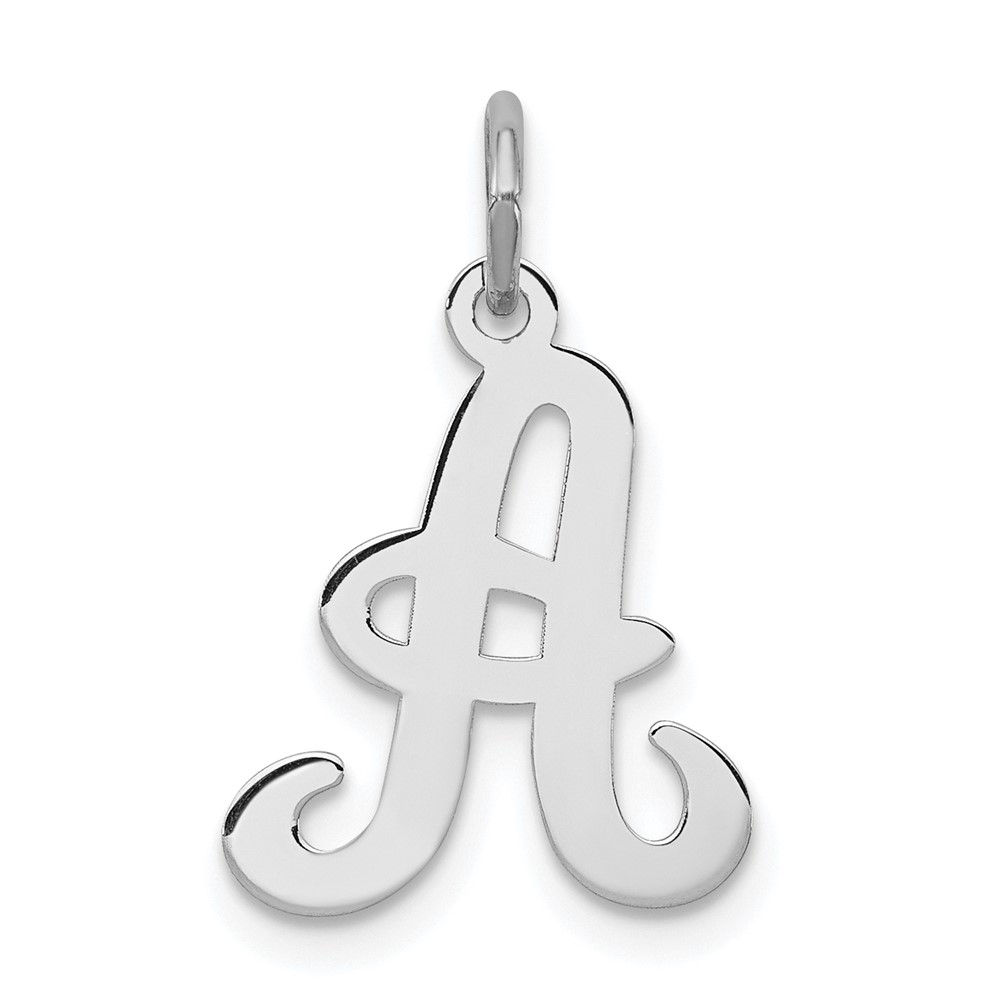Sterling Silver Rhodium-plated Stamped Letter A Initial Charm (QC4163A)