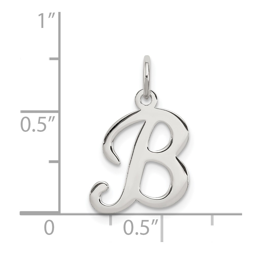 Sterling Silver Rhodium-plated Stamped Letter B Initial Charm (QC4163B)