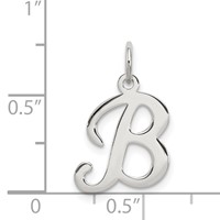Sterling Silver Rhodium-plated Stamped Letter B Initial Charm view 3