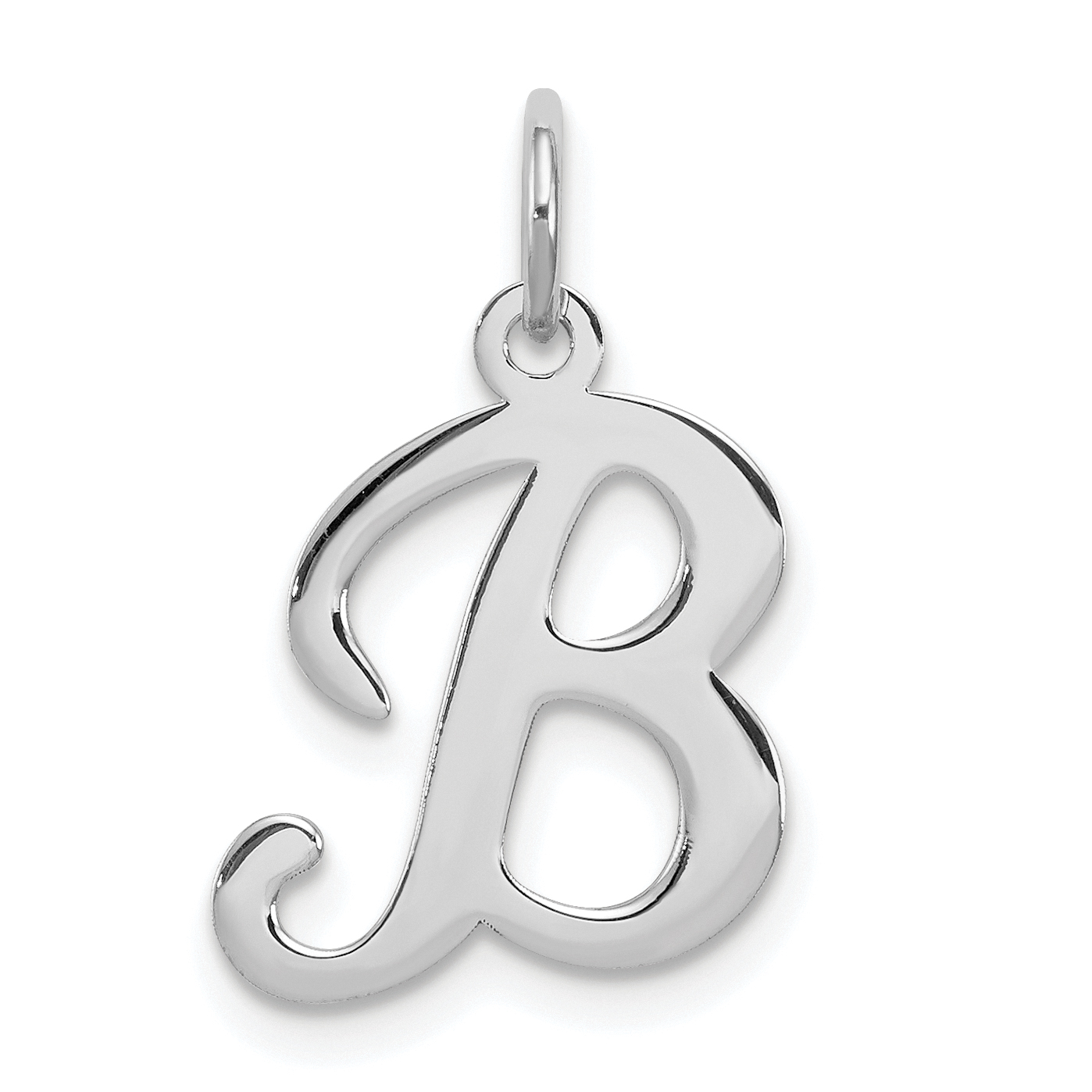 Sterling Silver Rhodium-plated Stamped Letter B Initial Charm (QC4163B)