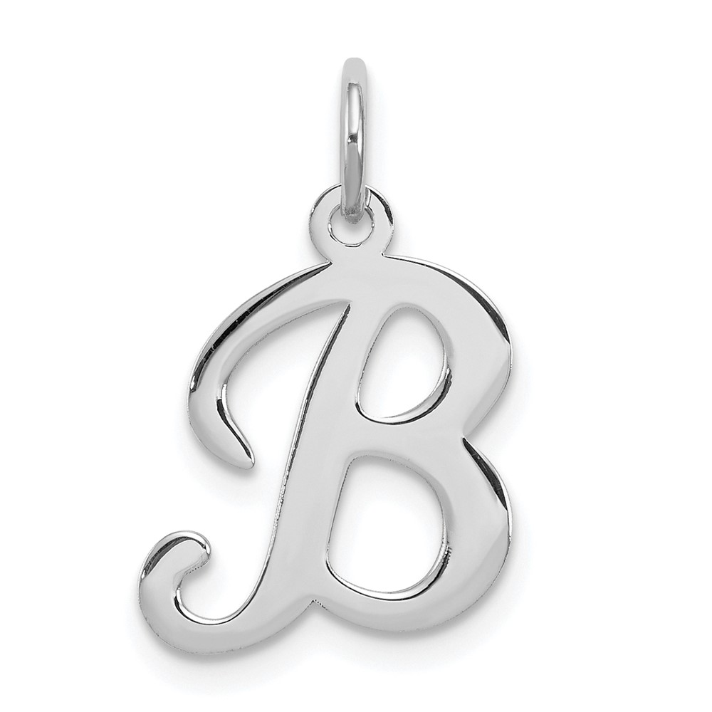 Sterling Silver Rhodium-plated Stamped Letter B Initial Charm (QC4163B)