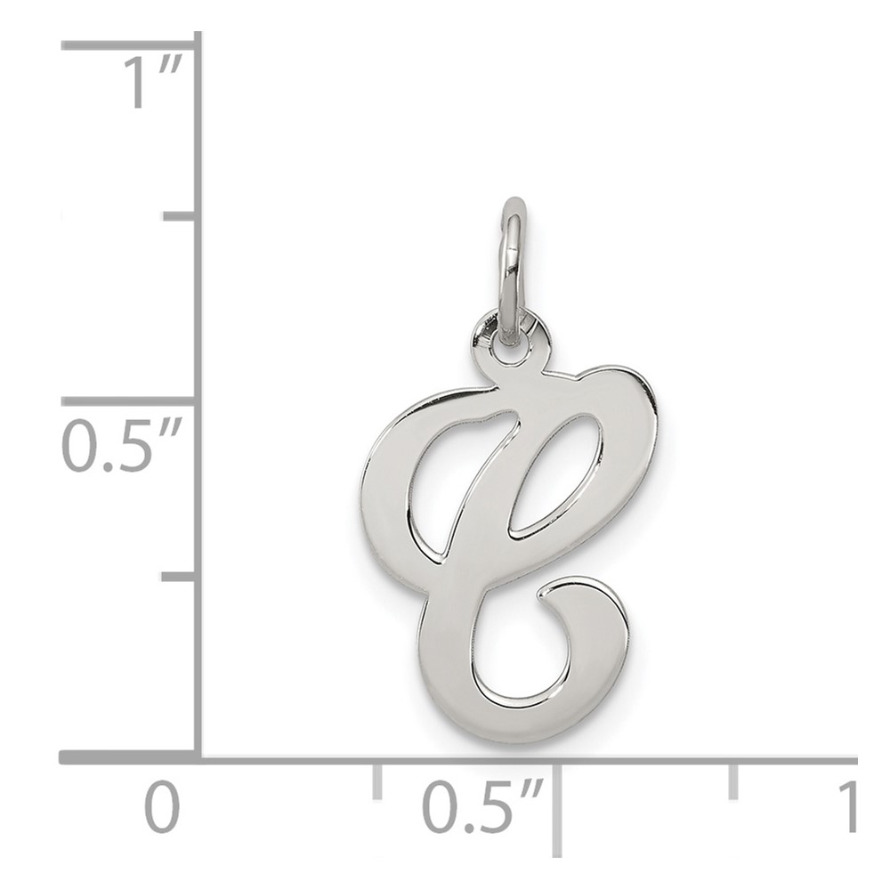 Sterling Silver Rhodium-plated Stamped Letter C Initial Charm (QC4163C)