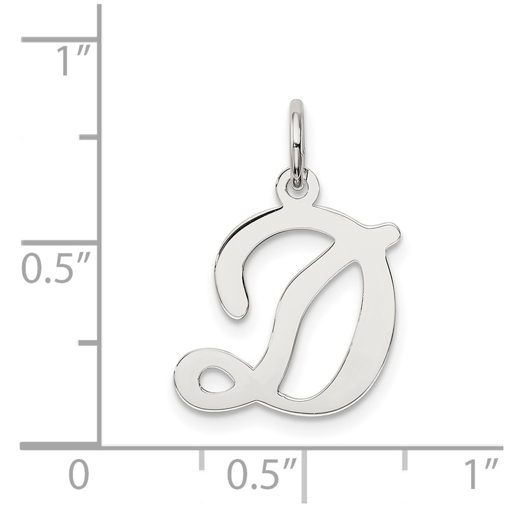 Sterling Silver Rhodium-plated Stamped Letter D Initial Charm (QC4163D)