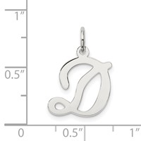 Sterling Silver Rhodium-plated Stamped Letter D Initial Charm view 3