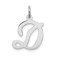 Sterling Silver Rhodium-plated Stamped Letter D Initial Charm view 1
