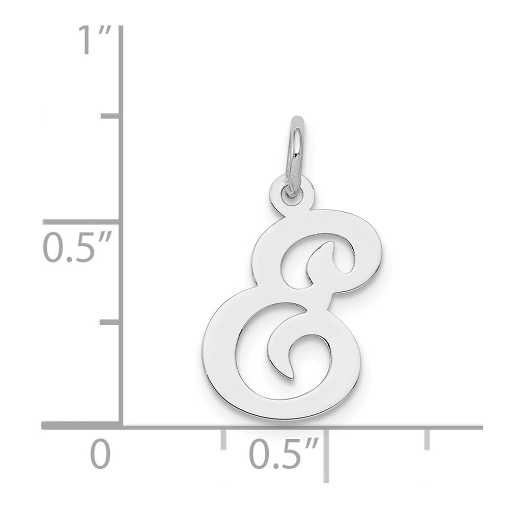 Sterling Silver Rhodium-plated Stamped Letter E Initial Charm (QC4163E)