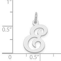 Sterling Silver Rhodium-plated Stamped Letter E Initial Charm view 4