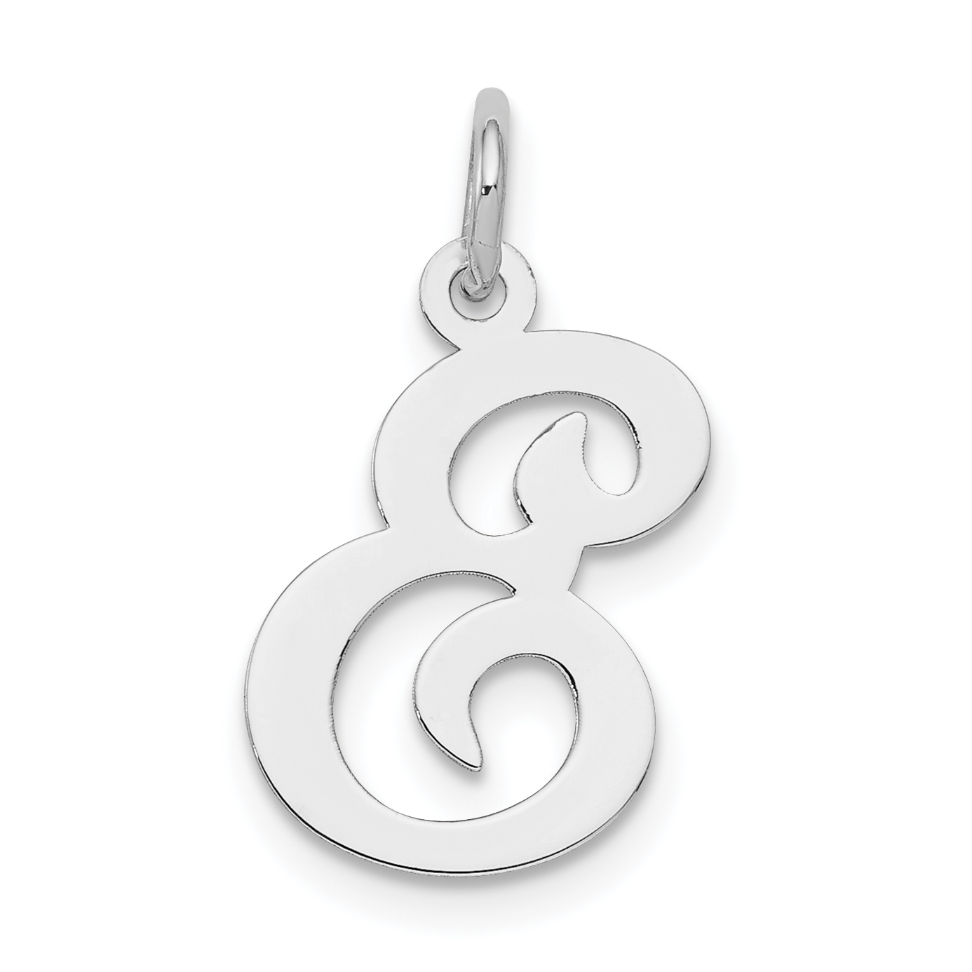 Sterling Silver Rhodium-plated Stamped Letter E Initial Charm (QC4163E)