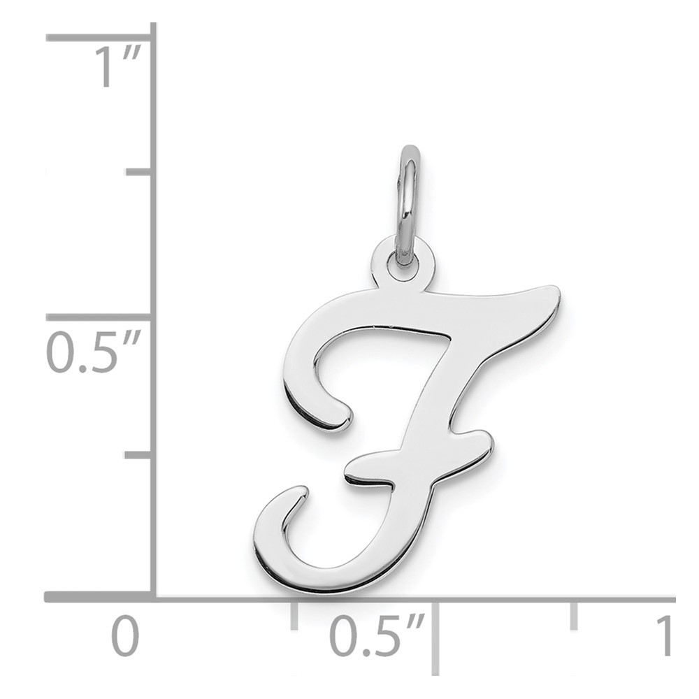 Sterling Silver Rhodium-plated Stamped Letter F Initial Charm (QC4163F)