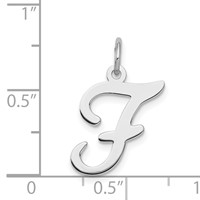 Sterling Silver Rhodium-plated Stamped Letter F Initial Charm view 4