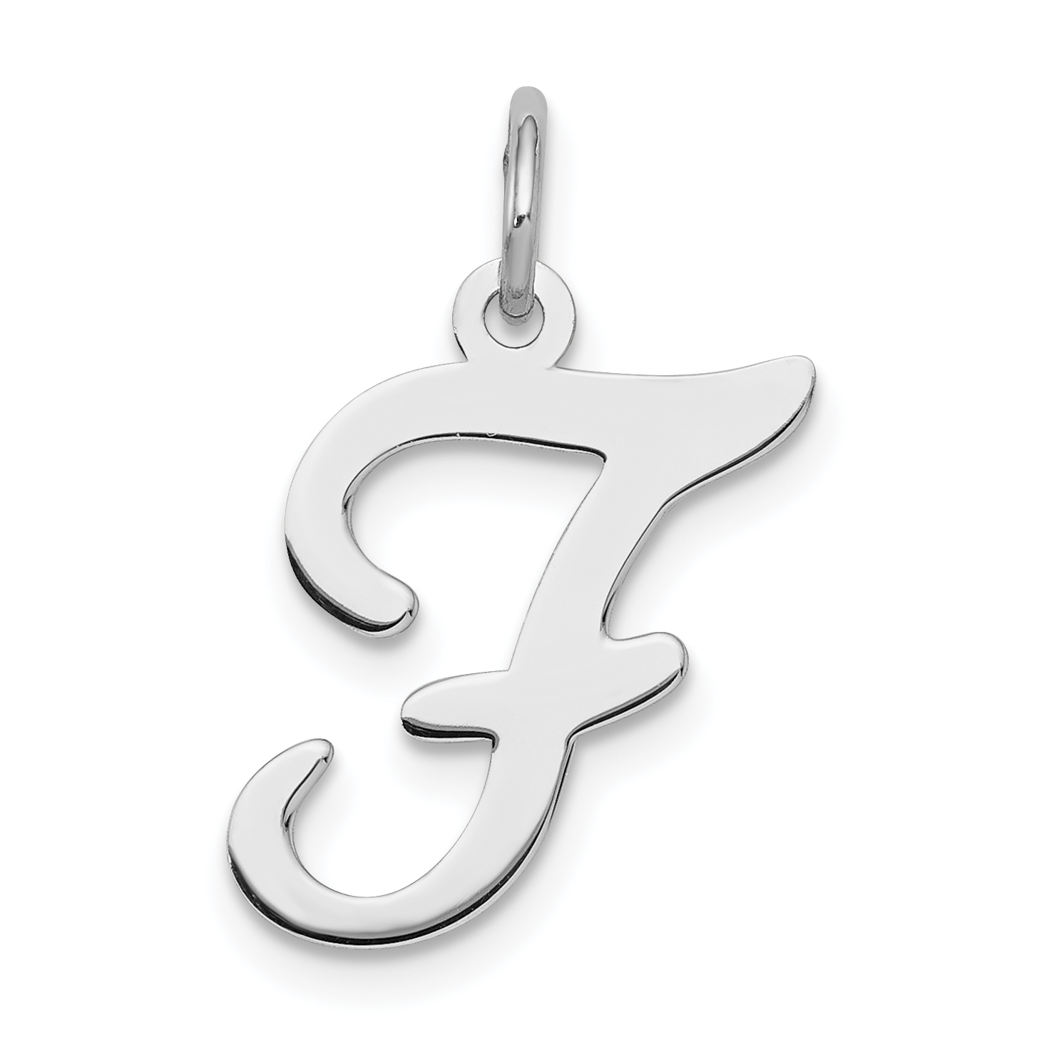 Sterling Silver Rhodium-plated Stamped Letter F Initial Charm (QC4163F)