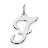 Sterling Silver Rhodium-plated Stamped Letter F Initial Charm view 1