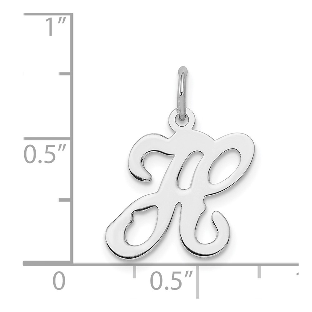 Sterling Silver Rhodium-plated Stamped Letter H Initial Charm (QC4163H)
