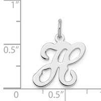 Sterling Silver Rhodium-plated Stamped Letter H Initial Charm view 4