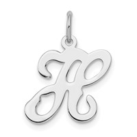 Sterling Silver Rhodium-plated Stamped Letter H Initial Charm view 1