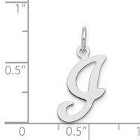 Sterling Silver Rhodium-plated Stamped Letter I Initial Charm view 4