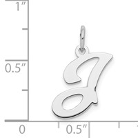 Sterling Silver Rhodium-plated Stamped Letter J Initial Charm view 4