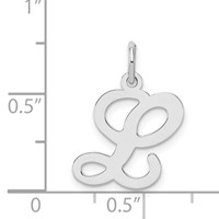 Sterling Silver Rhodium-plated Stamped Letter L Initial Charm view 4
