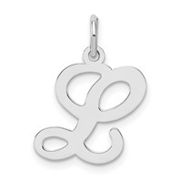Sterling Silver Rhodium-plated Stamped Letter L Initial Charm view 1