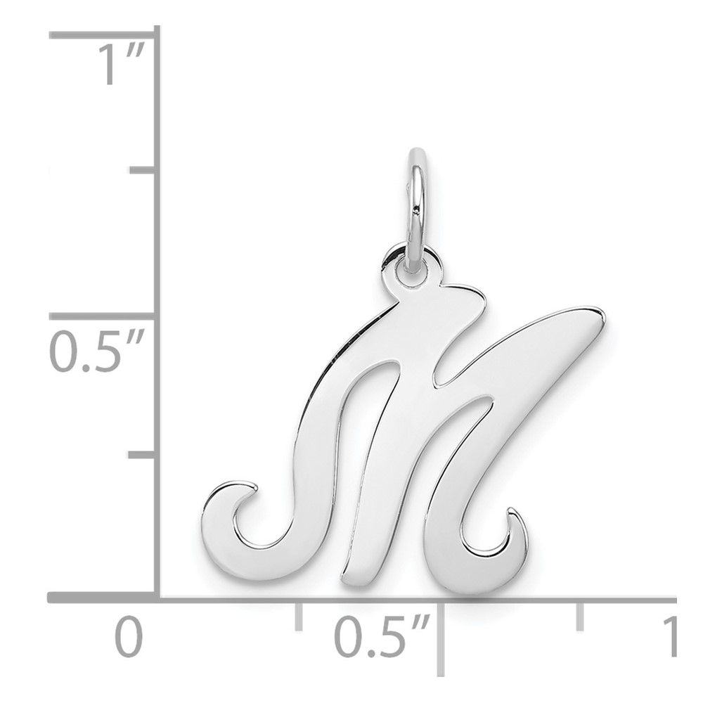 Sterling Silver Rhodium-plated Stamped Letter M Initial Charm (QC4163M)