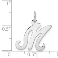 Sterling Silver Rhodium-plated Stamped Letter M Initial Charm view 4