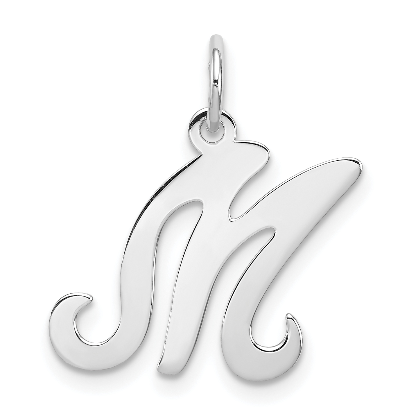 Sterling Silver Rhodium-plated Stamped Letter M Initial Charm (QC4163M)