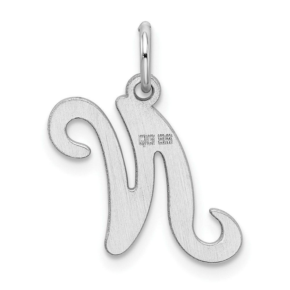 Sterling Silver Rhodium-plated Stamped Letter N Initial Charm (QC4163N)