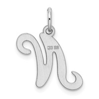Sterling Silver Rhodium-plated Stamped Letter N Initial Charm view 3
