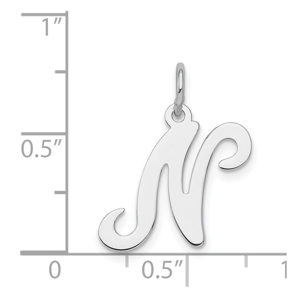 Sterling Silver Rhodium-plated Stamped Letter N Initial Charm (QC4163N)