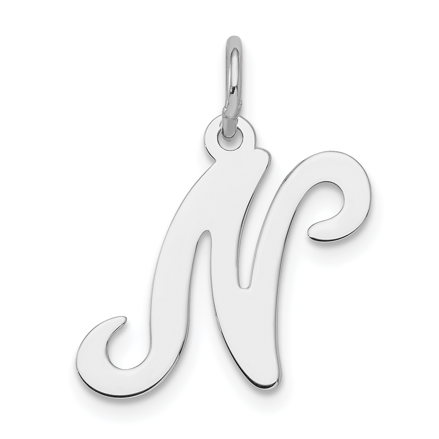 Sterling Silver Rhodium-plated Stamped Letter N Initial Charm (QC4163N)