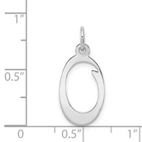 Sterling Silver Rhodium-plated Stamped Letter O Initial Charm view 4