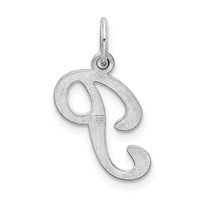 Sterling Silver Rhodium-plated Stamped Letter P Initial Charm view 3