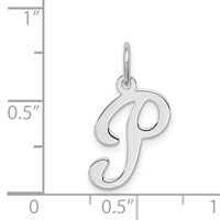 Sterling Silver Rhodium-plated Stamped Letter P Initial Charm view 4