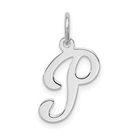 Sterling Silver Rhodium-plated Stamped Letter P Initial Charm view 1