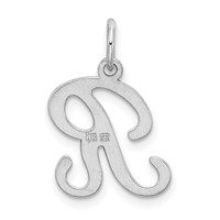 Sterling Silver Rhodium-plated Stamped Letter R Initial Charm view 3
