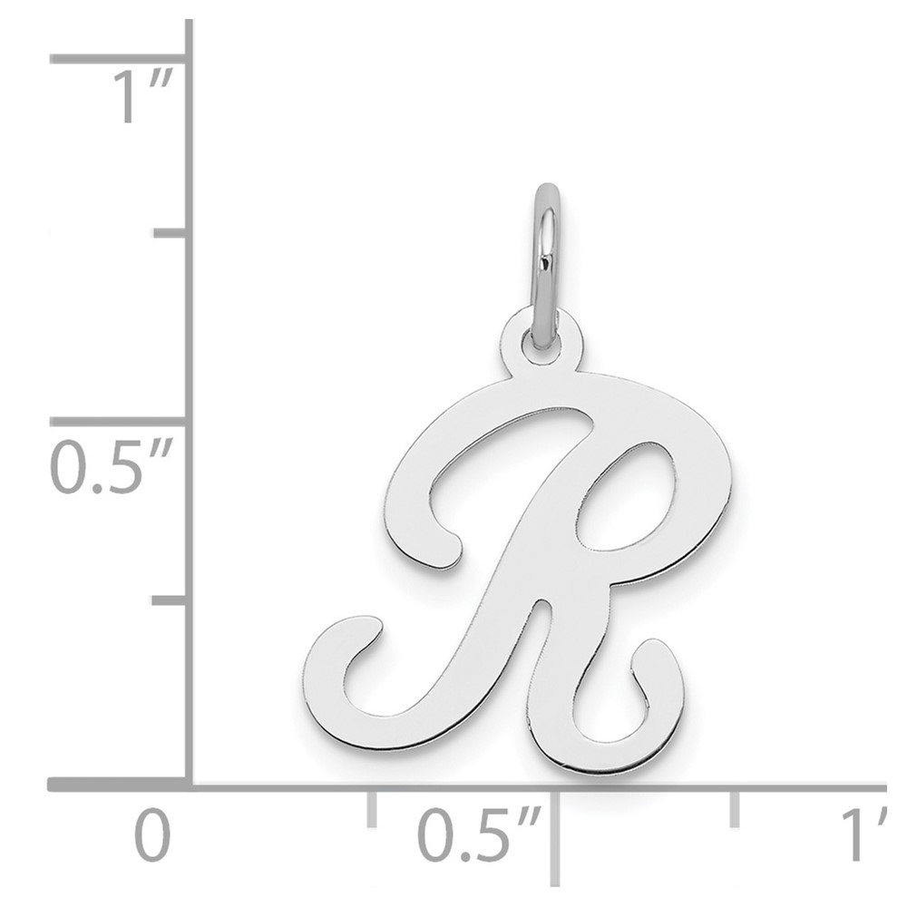 Sterling Silver Rhodium-plated Stamped Letter R Initial Charm (QC4163R)