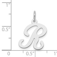 Sterling Silver Rhodium-plated Stamped Letter R Initial Charm view 4