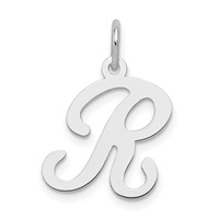 Sterling Silver Rhodium-plated Stamped Letter R Initial Charm view 1