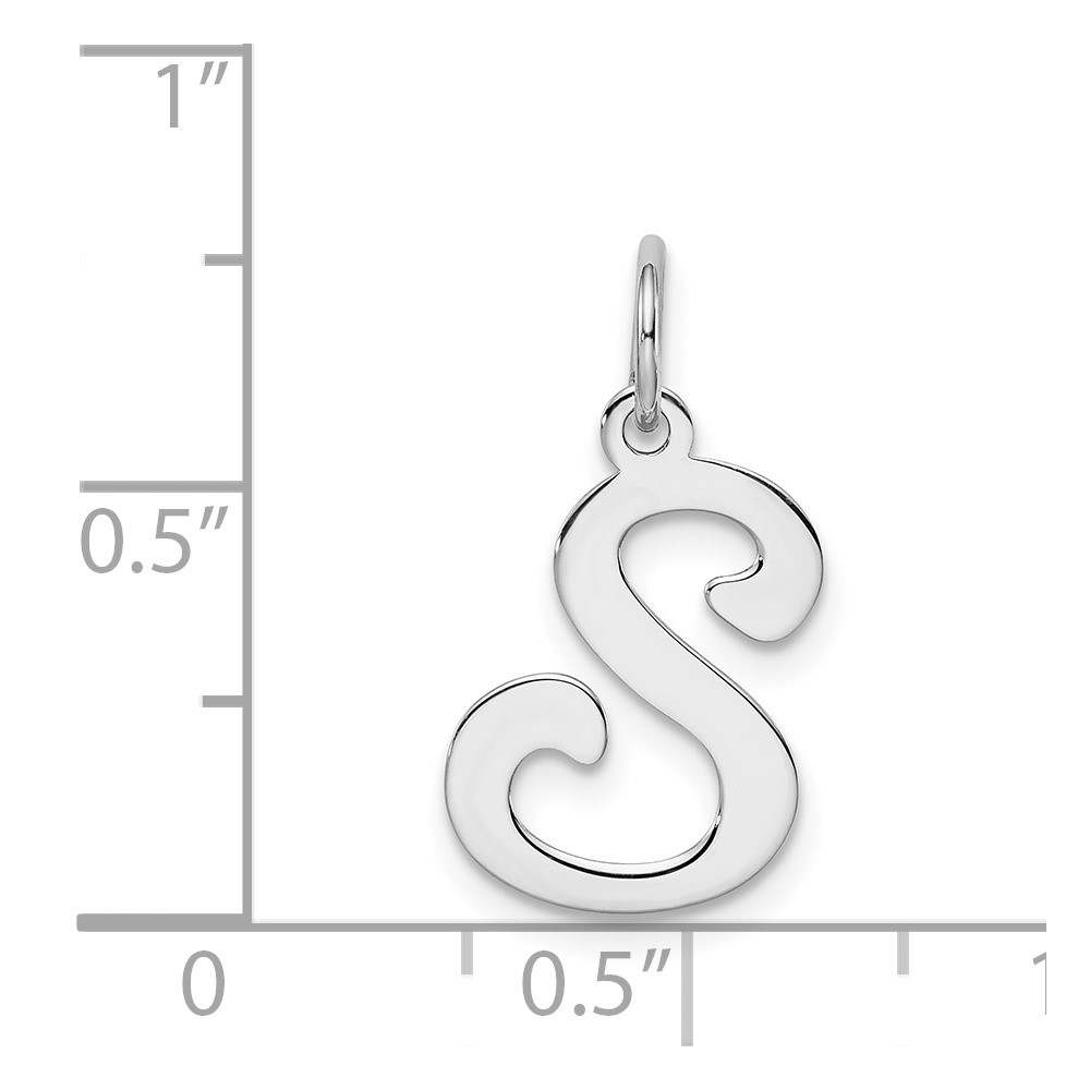 Sterling Silver Rhodium-plated Stamped Letter S Initial Charm (QC4163S)