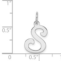 Sterling Silver Rhodium-plated Stamped Letter S Initial Charm view 4