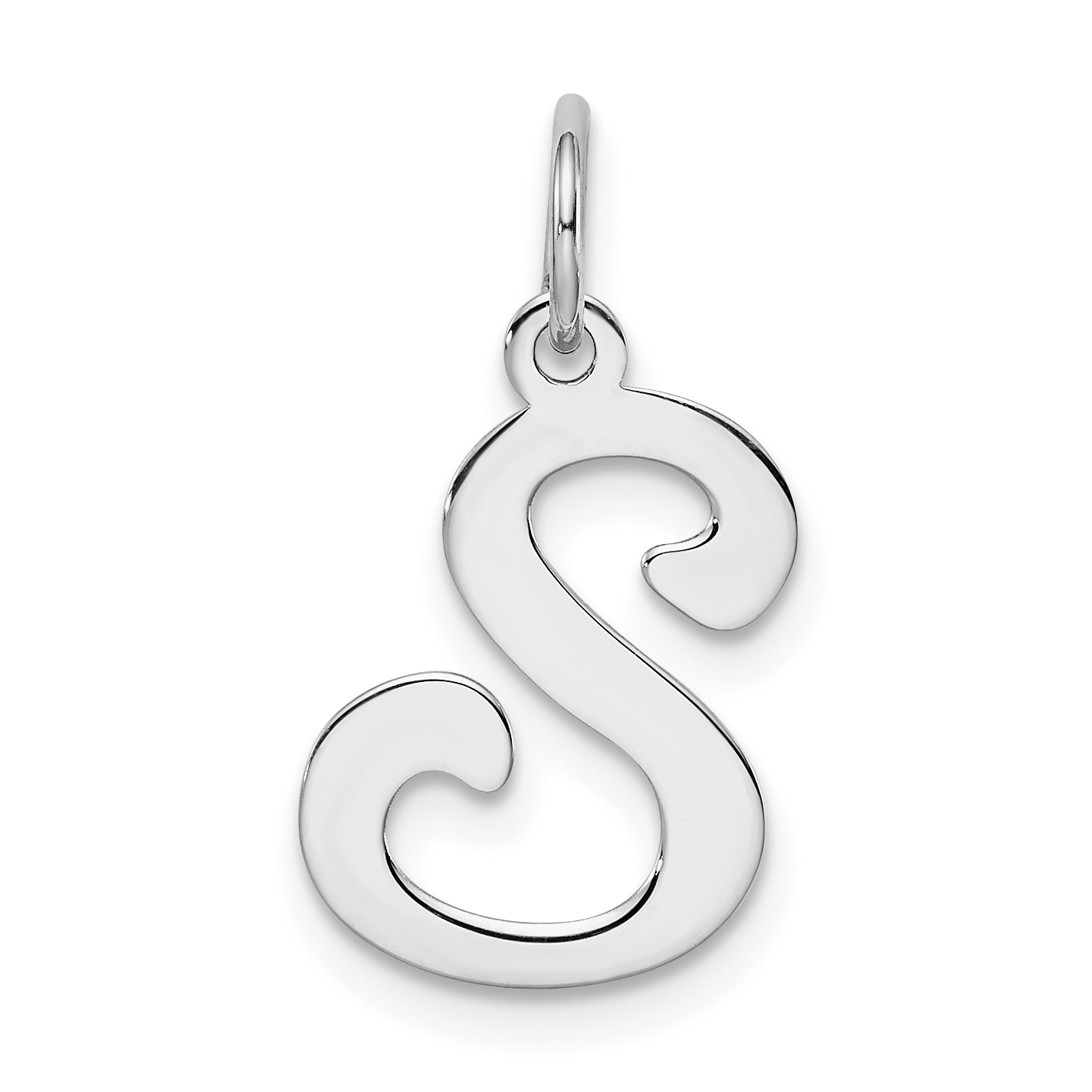 Sterling Silver Rhodium-plated Stamped Letter S Initial Charm (QC4163S)