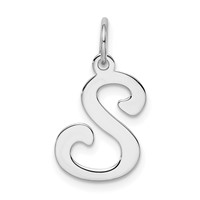 Sterling Silver Rhodium-plated Stamped Letter S Initial Charm view 1