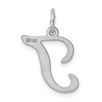 Sterling Silver Rhodium-plated Stamped Letter T Initial Charm view 4